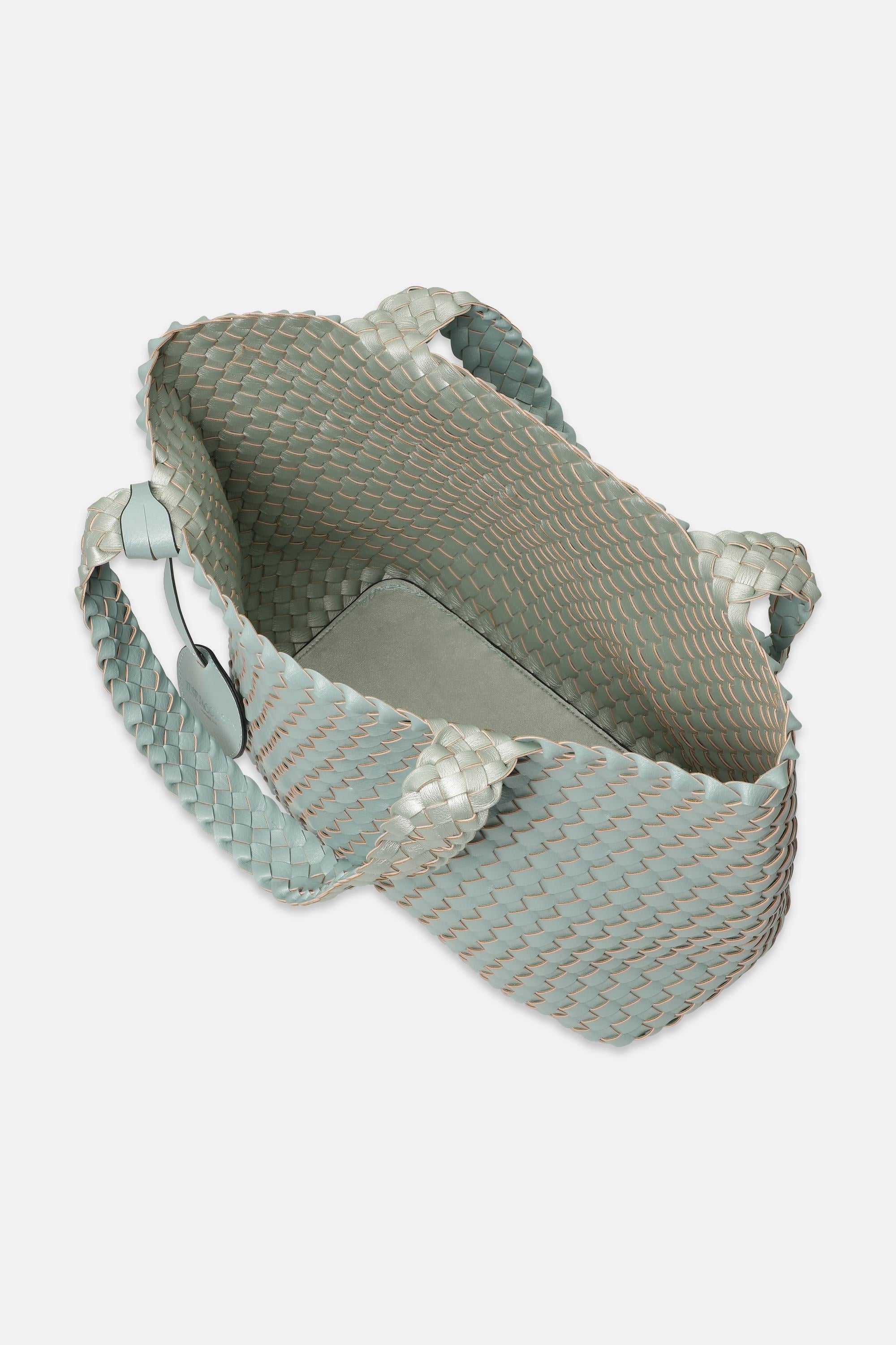 Tote Bag Geflochten - Beach Glass Metallic Mint